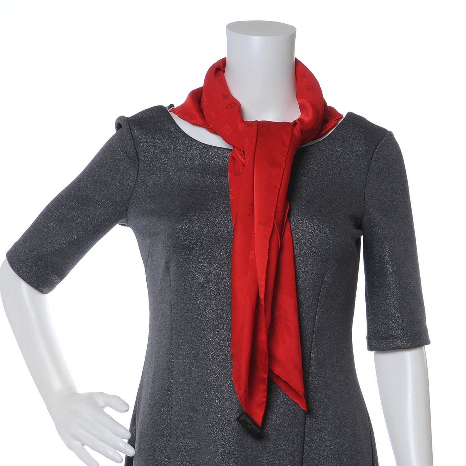 Louis Vuitton Silk Monogram Monaco Scarf Red 4 of 8