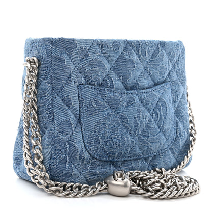 Chanel Denim Quilted Camellia Sweetheart Small Hobo Blue 3 of 10