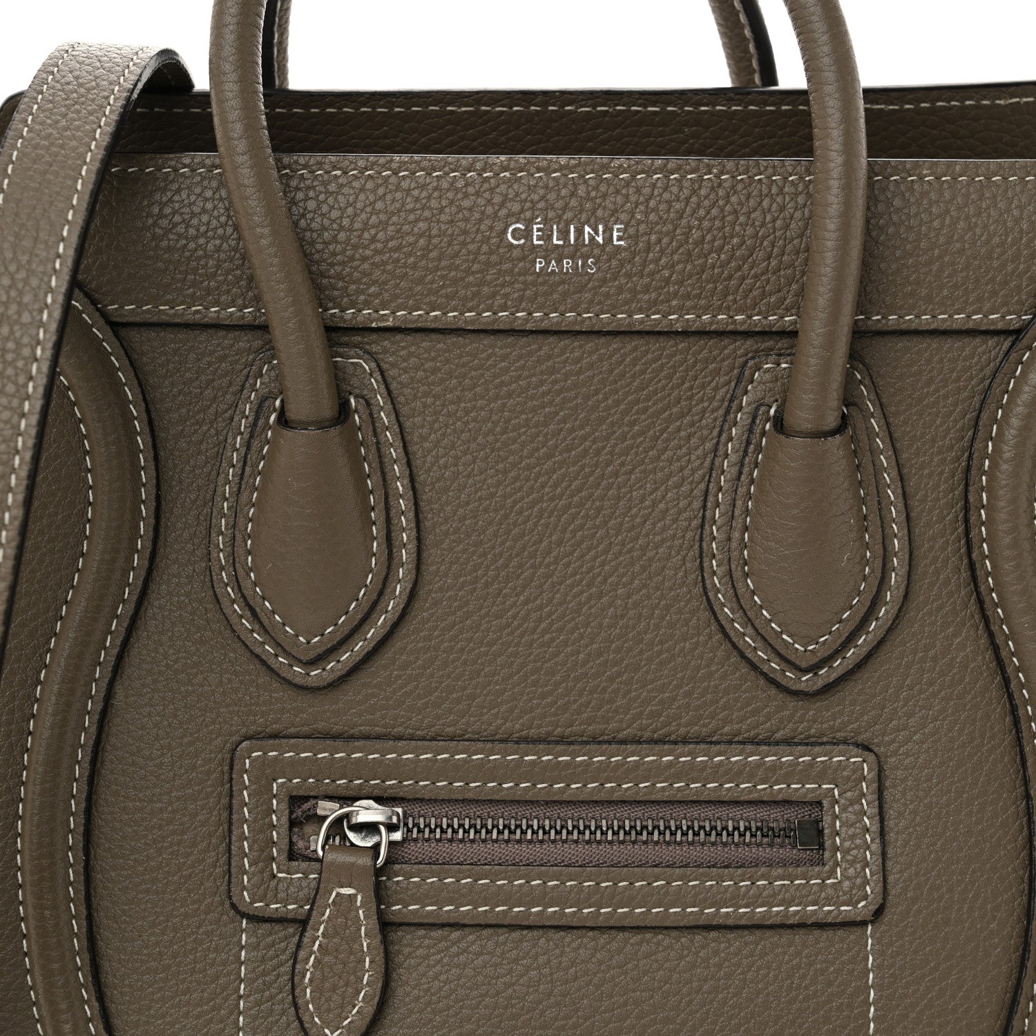 Celine Drummed Calfskin Nano Luggage Souris 8 of 18