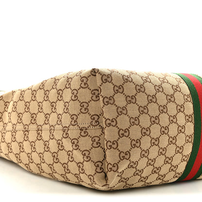 Gucci GG Monogram Web Large Giglio Tote Beige Brown 9 of 11