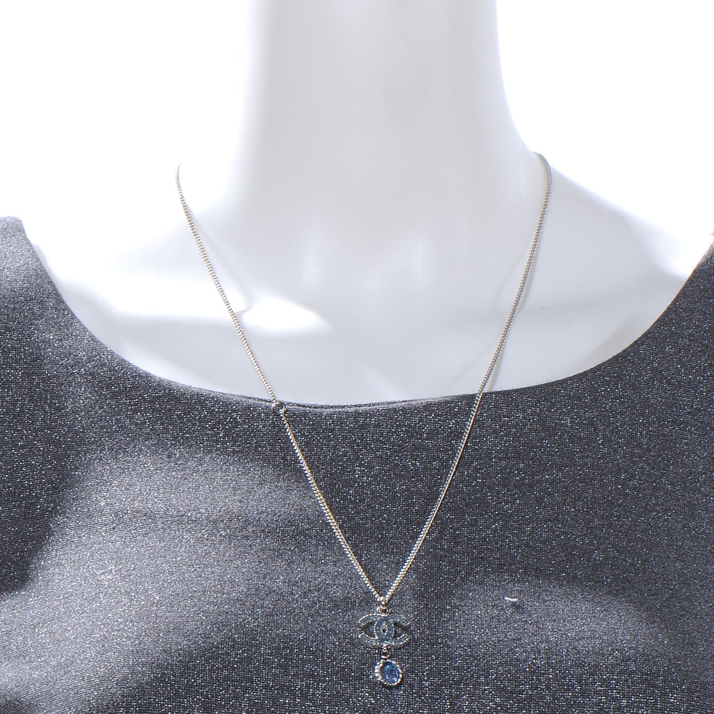 Enamel CC Necklace Light Grey