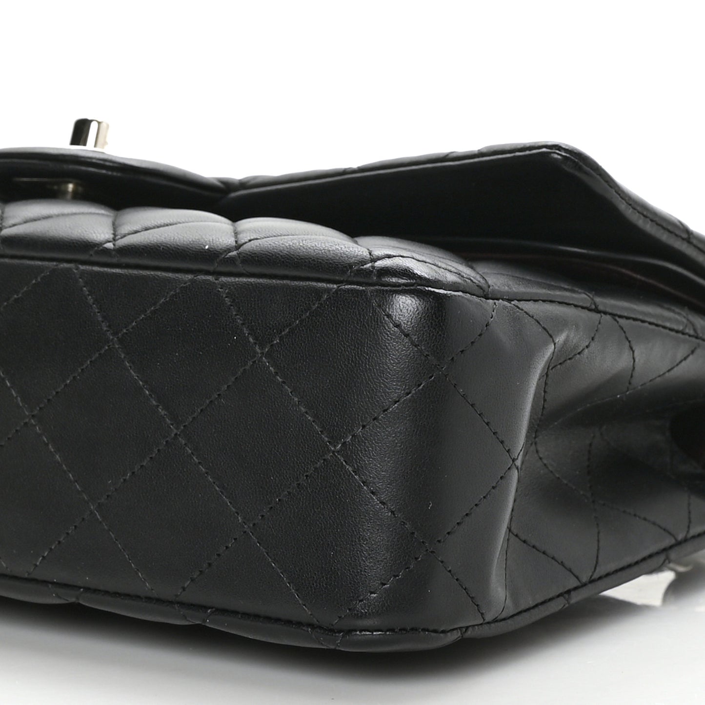 Lambskin Quilted Medium Double Flap Black