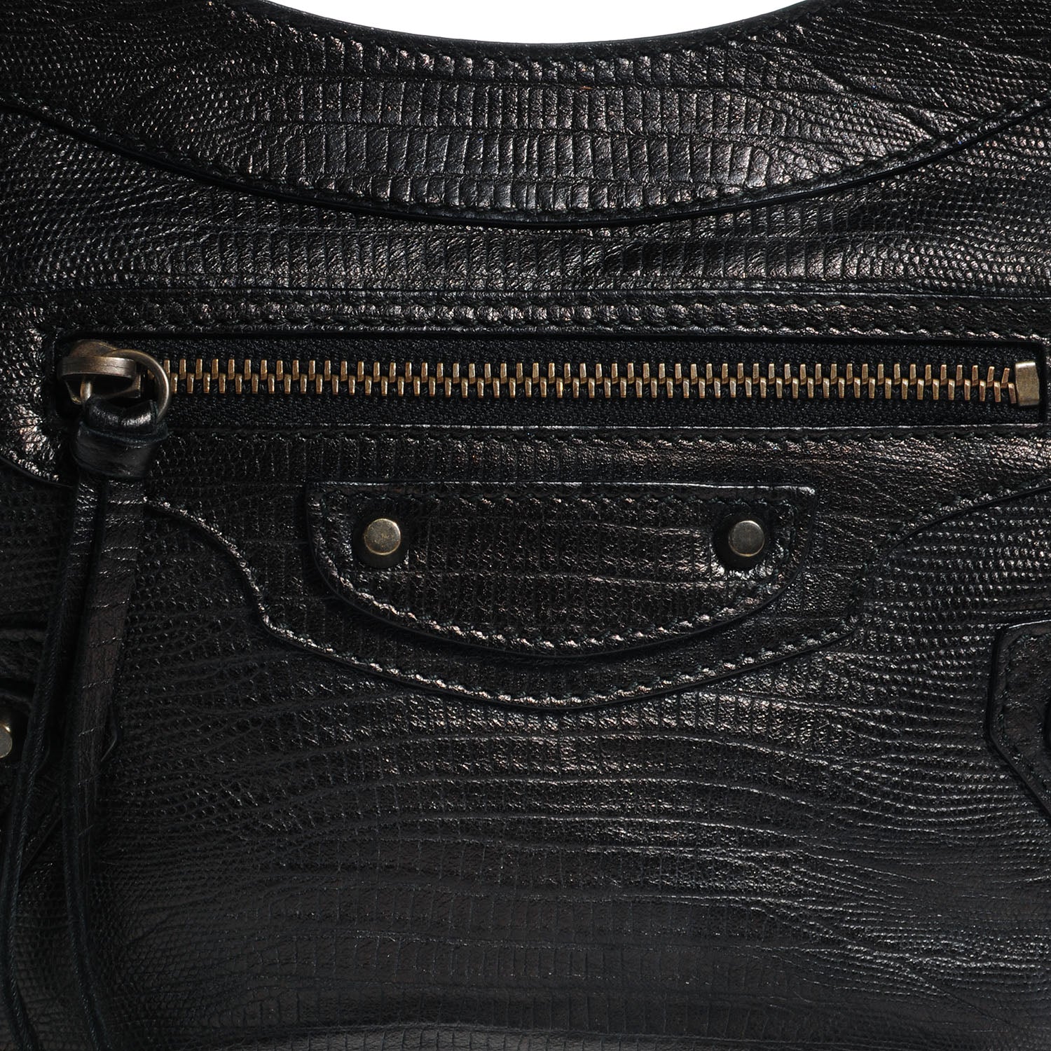 Balenciaga Agneau Lizard Embossed Classic Hardware Hip Black 6 of 11
