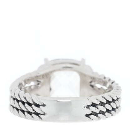David Yurman Sterling Silver Diamond Prasiolite 10mm Petite Wheaton Ring 51 5.75 3 of 4