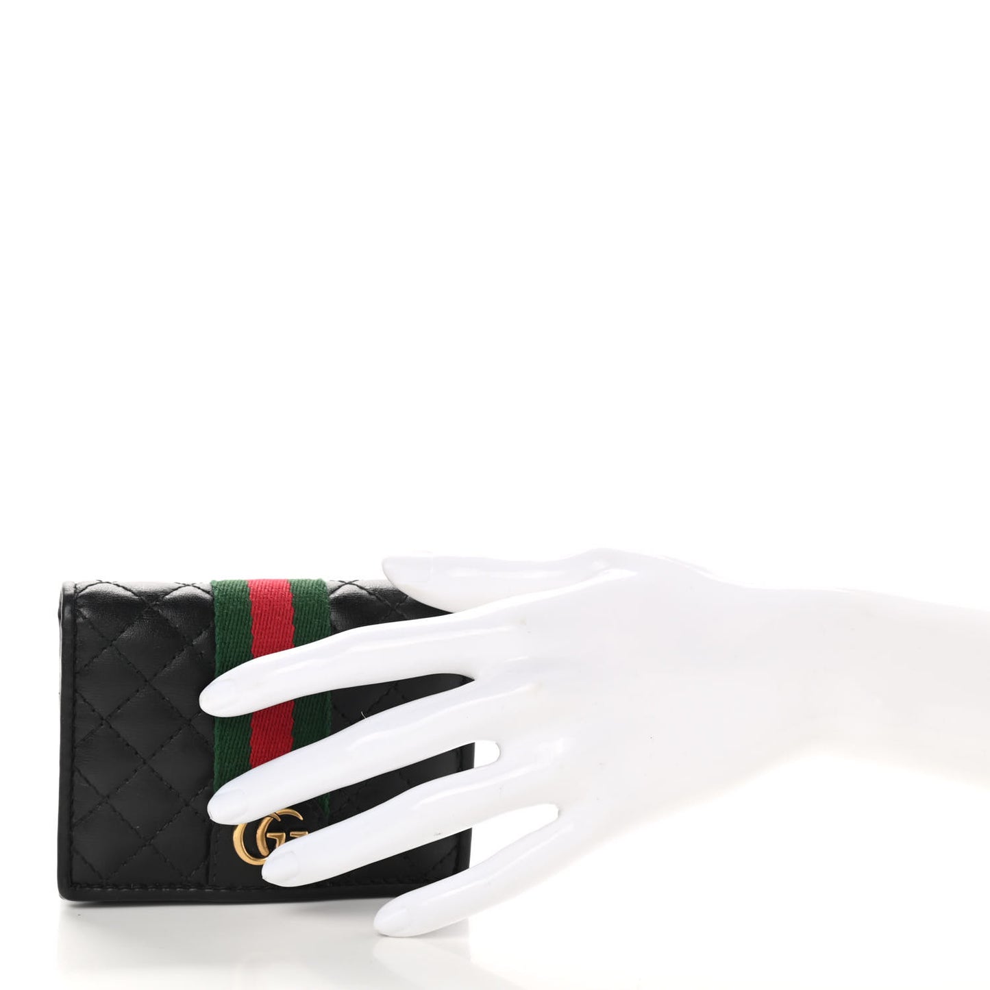 Calfskin Web Trapuntata GG Marmont Card Case Wallet Black