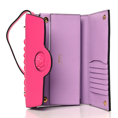 Versace Grained Calfskin La Medusa Wallet On Chain Fuchsia Pink Lilac 5 of 8