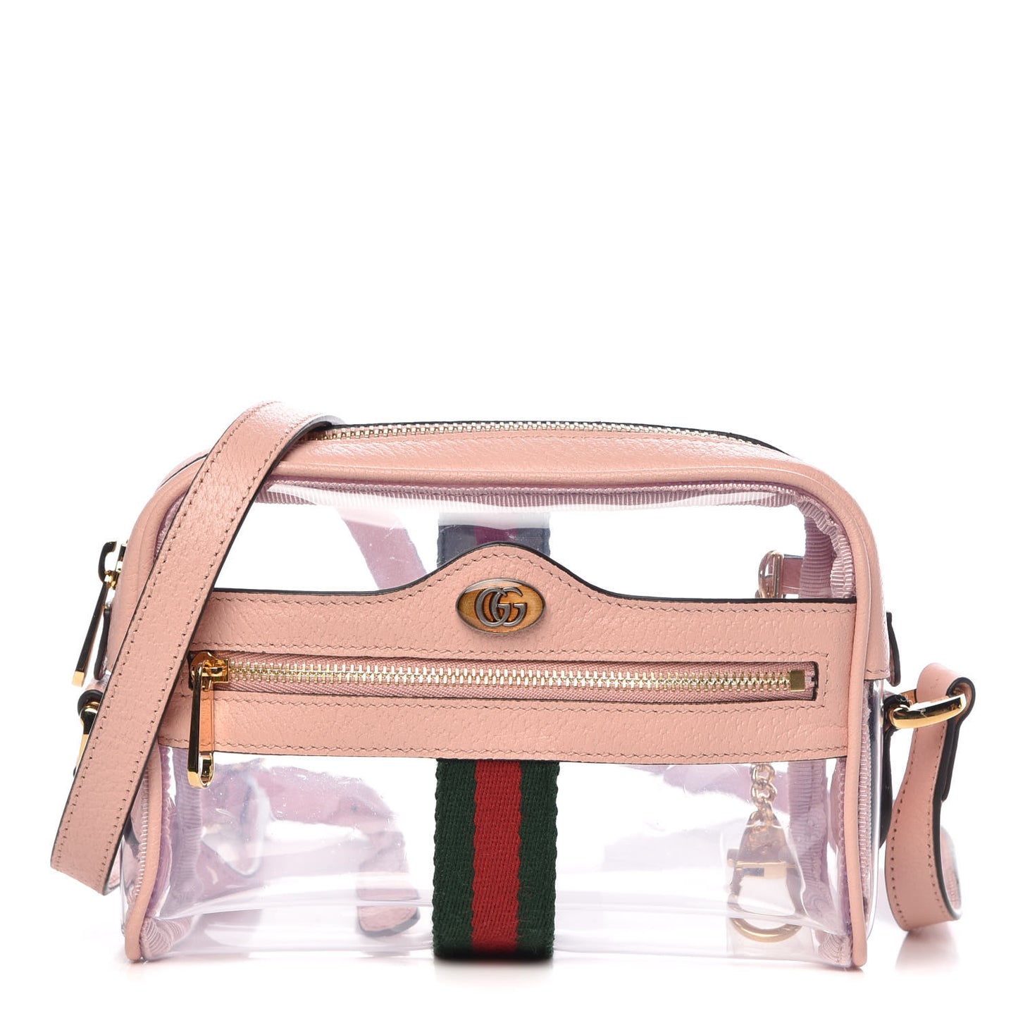 Vinyl Web Mini Ophidia Transparent Shoulder Bag Perfect Pink