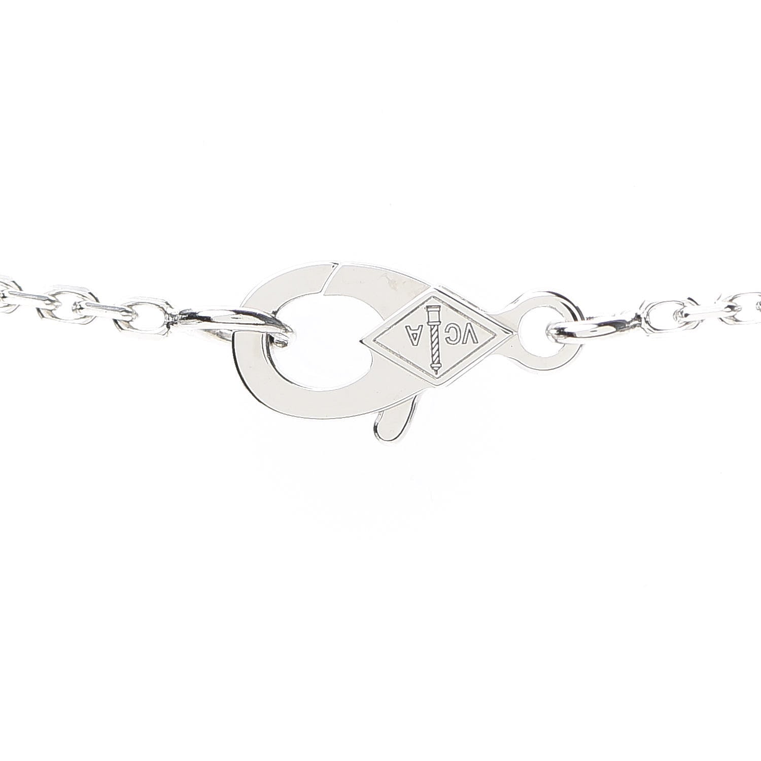 Van Cleef & Arpels 18K White Gold Chalcedony Vintage Alhambra Pendant Necklace 5 of 7