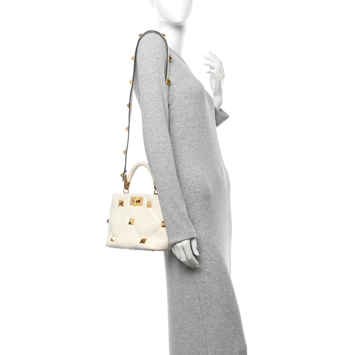 Nappa Small Roman Stud The Handle Bag Ivory