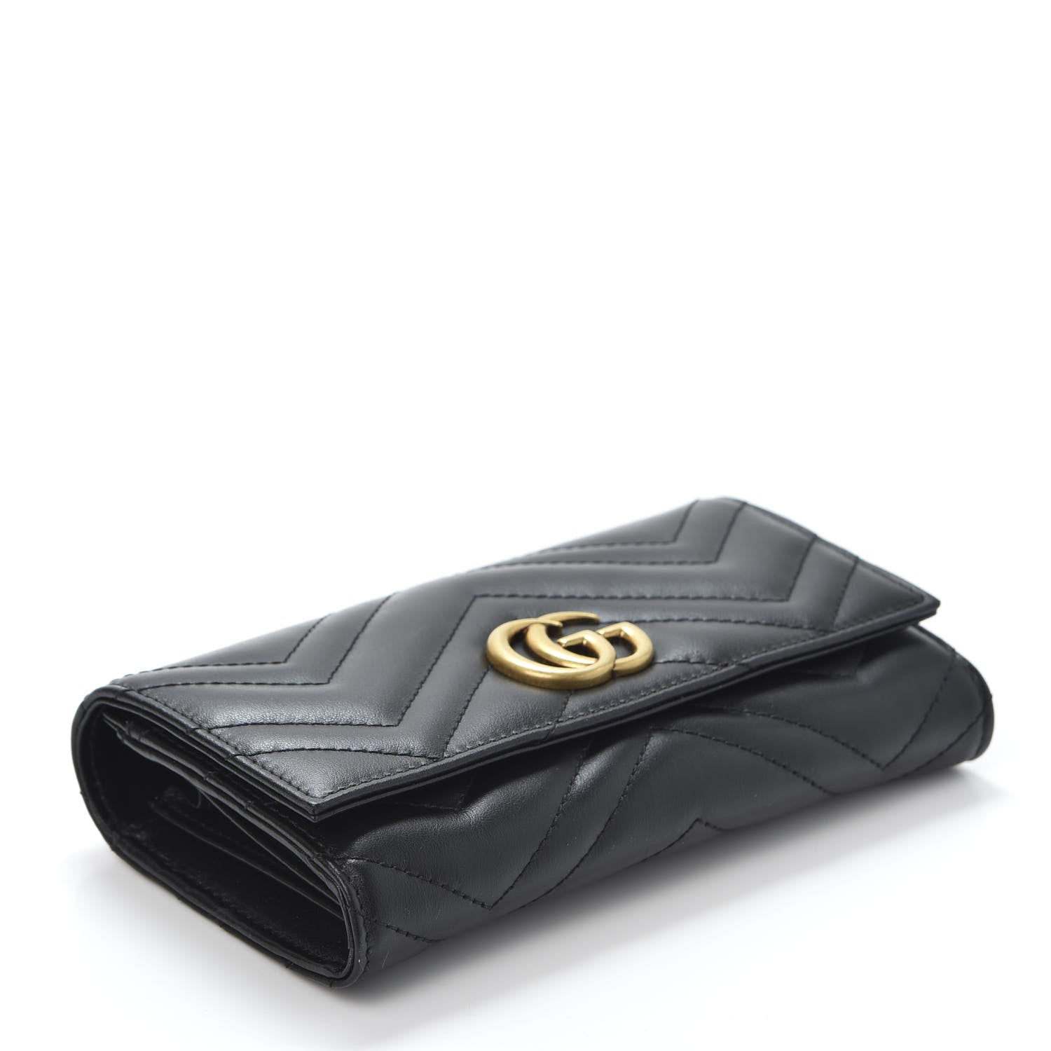 Gucci Calfskin Matelasse GG Marmont Continental Wallet Black 3 of 9