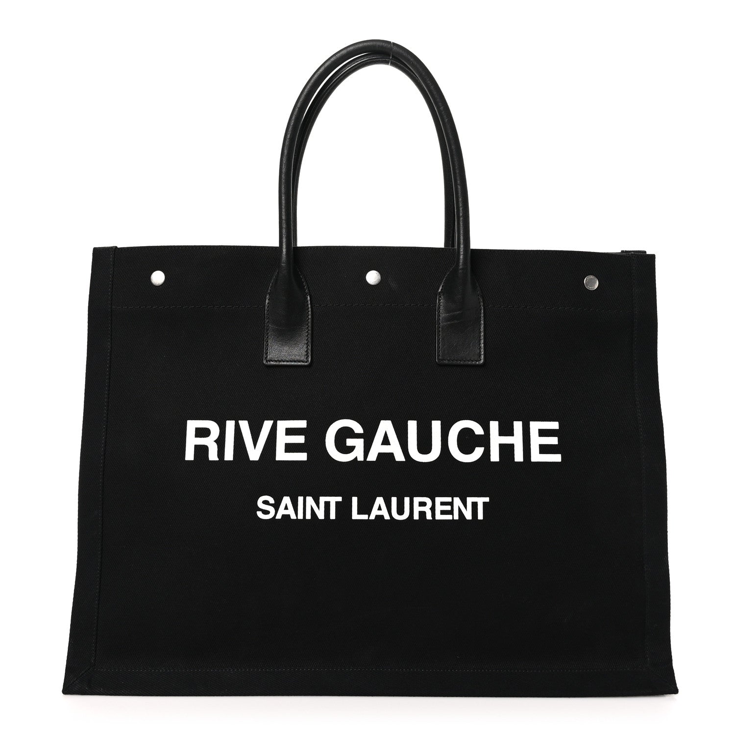Saint Laurent Linen Calfskin Rive Gauche Tote Black 1 of 10