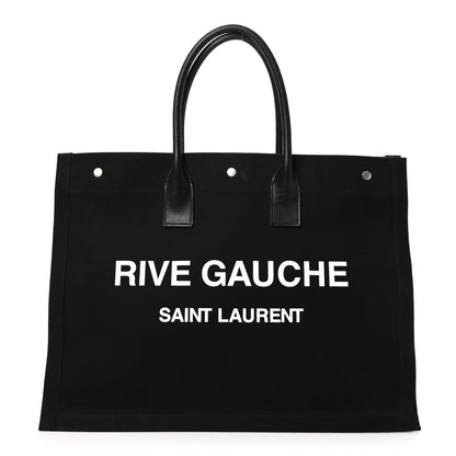 Saint Laurent Linen Calfskin Rive Gauche Tote Black 1 of 10