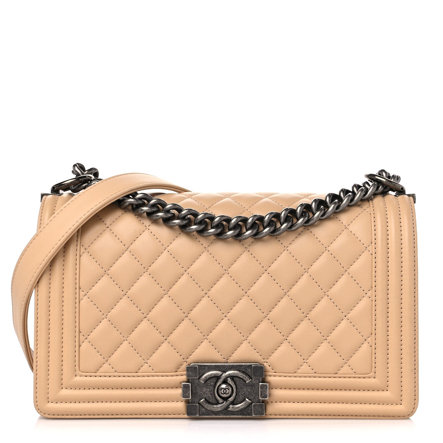 Chanel Calfskin Quilted Medium Boy Flap Beige 1 of 11