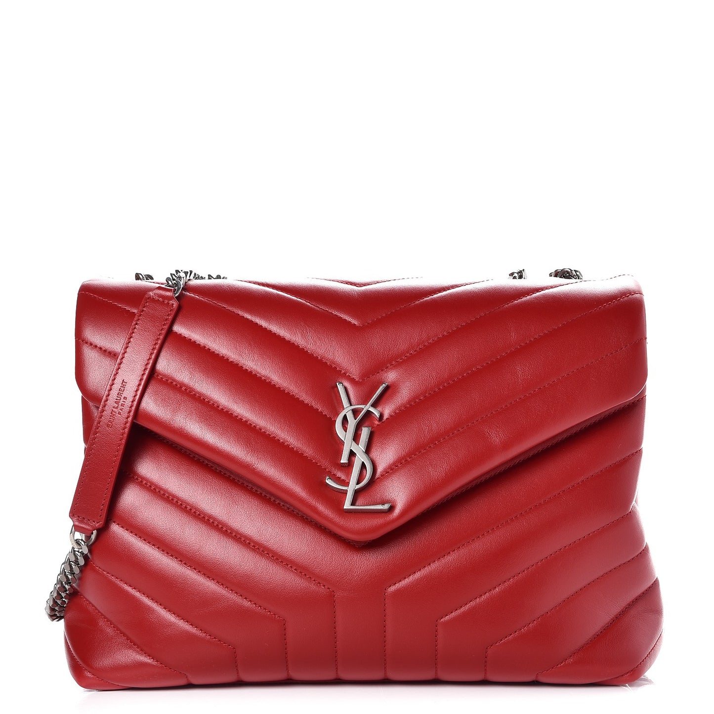 Calfskin Y Quilted Monogram Medium Loulou Chain Satchel Red