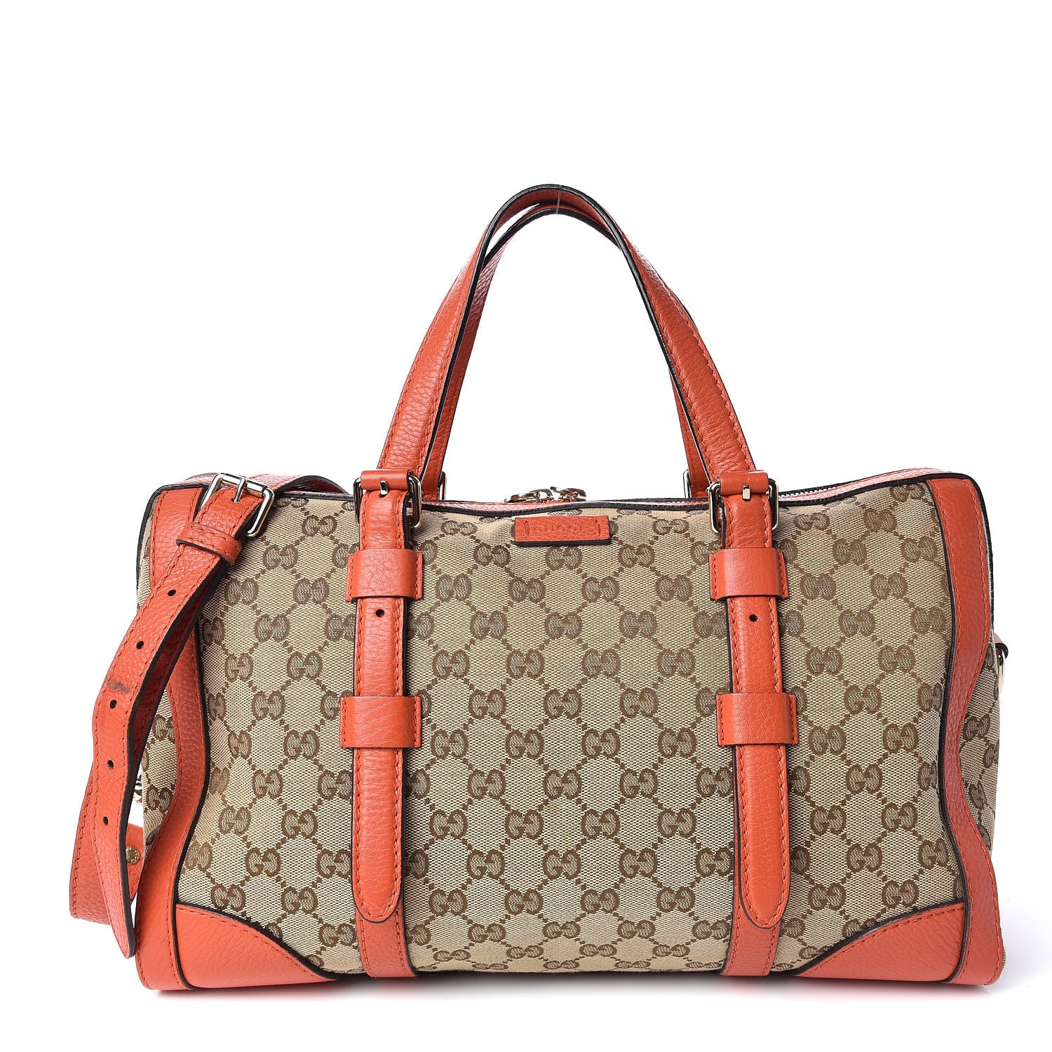 Gucci Monogram Cellarius Calfskin Large Boston Beige Ebony New Dark Orange 1 of 15
