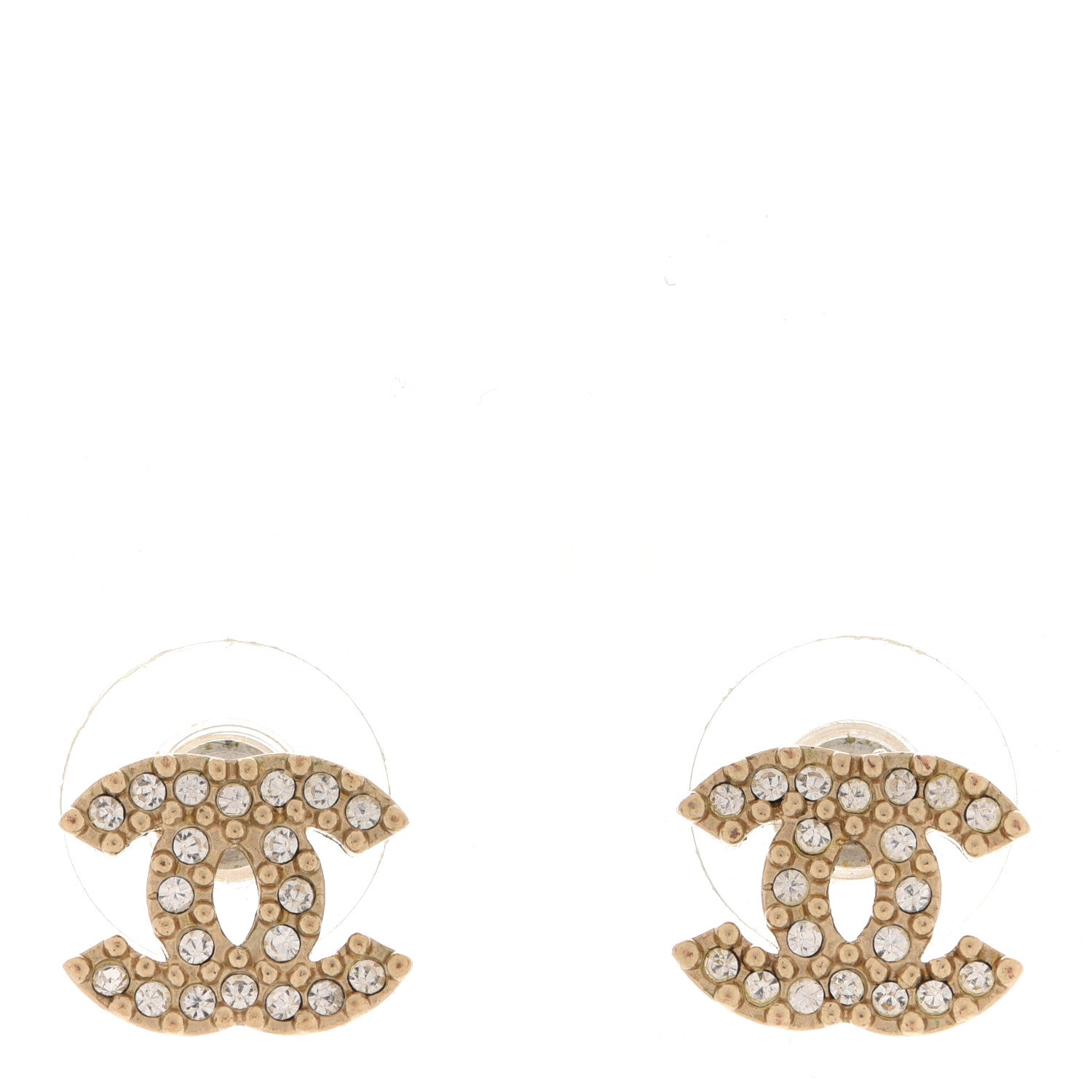 Chanel Crystal CC Earrings Gold 1 of 4