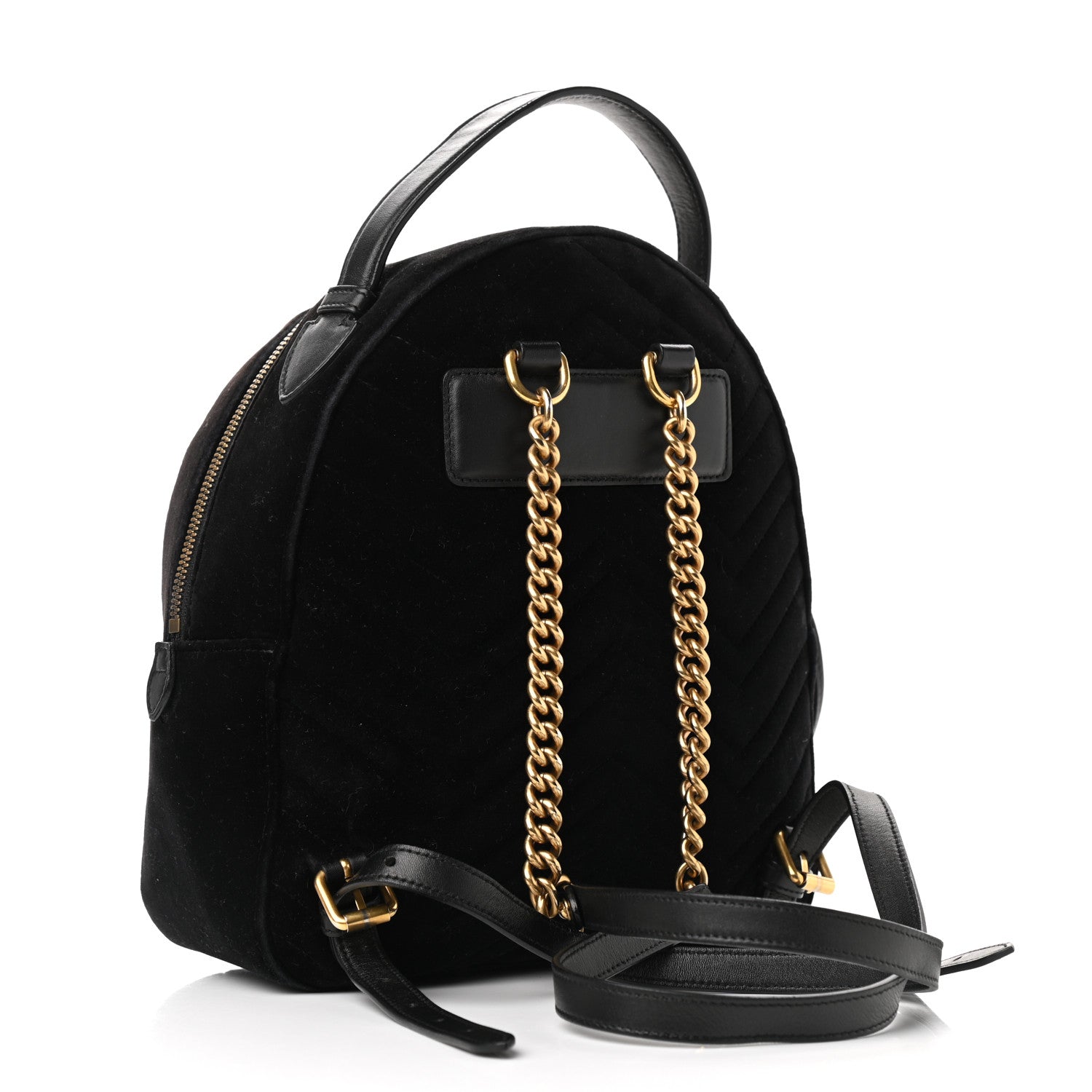 Gucci Velvet Matelasse GG Marmont Dome Backpack Black 2 of 20