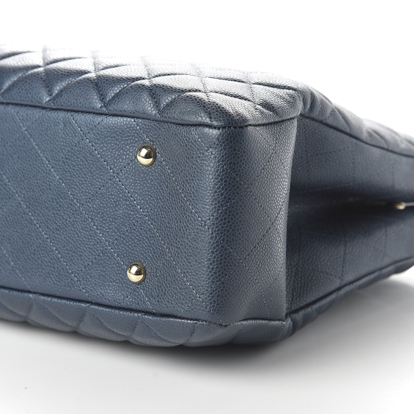 Metallic Caviar Quilted Large Classic Shopping Tote Dark Blue