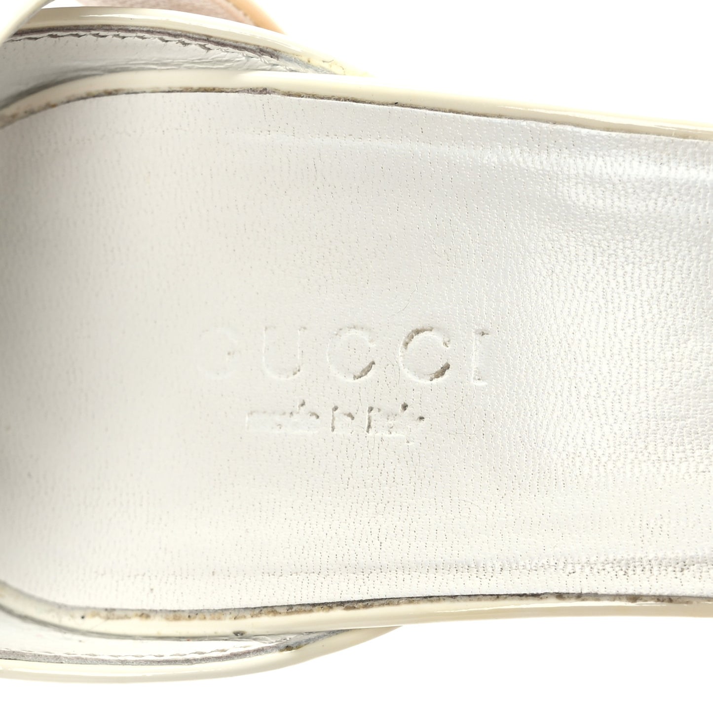 Vitello Vernice Cork Wedge Sandals 7.5 White Naturale