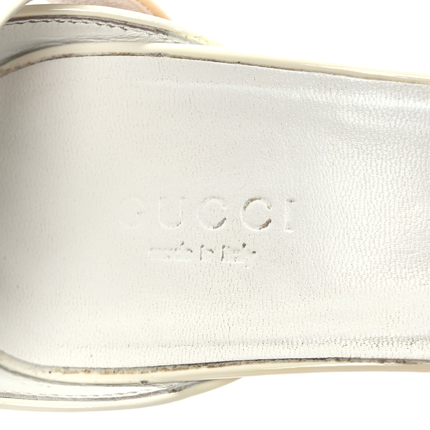 Gucci Vitello Vernice Cork Wedge Sandals 7.5 White Naturale 7 of 8