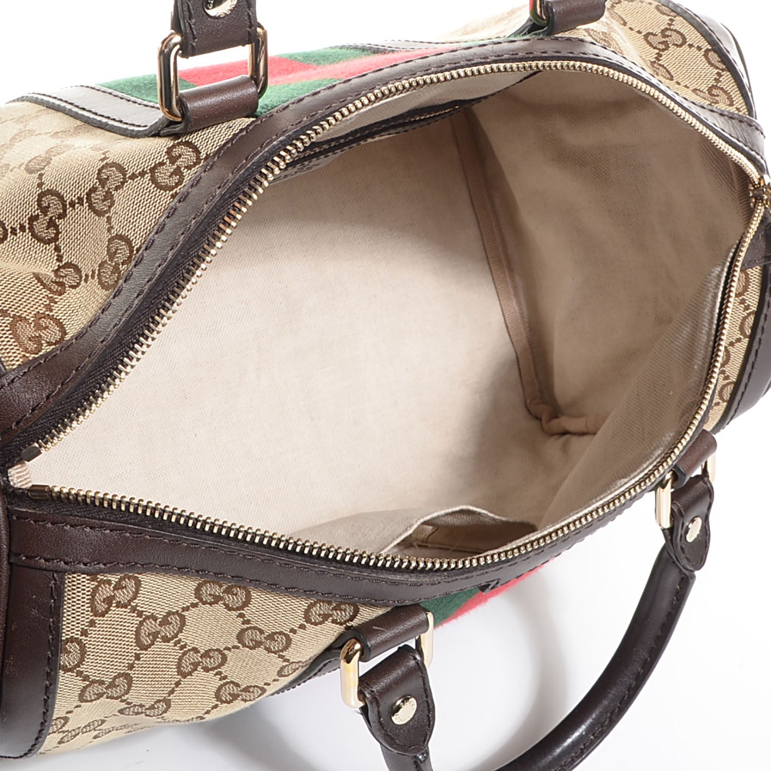 Gucci Monogram Vintage Web Medium Boston Dark Brown 5 of 9