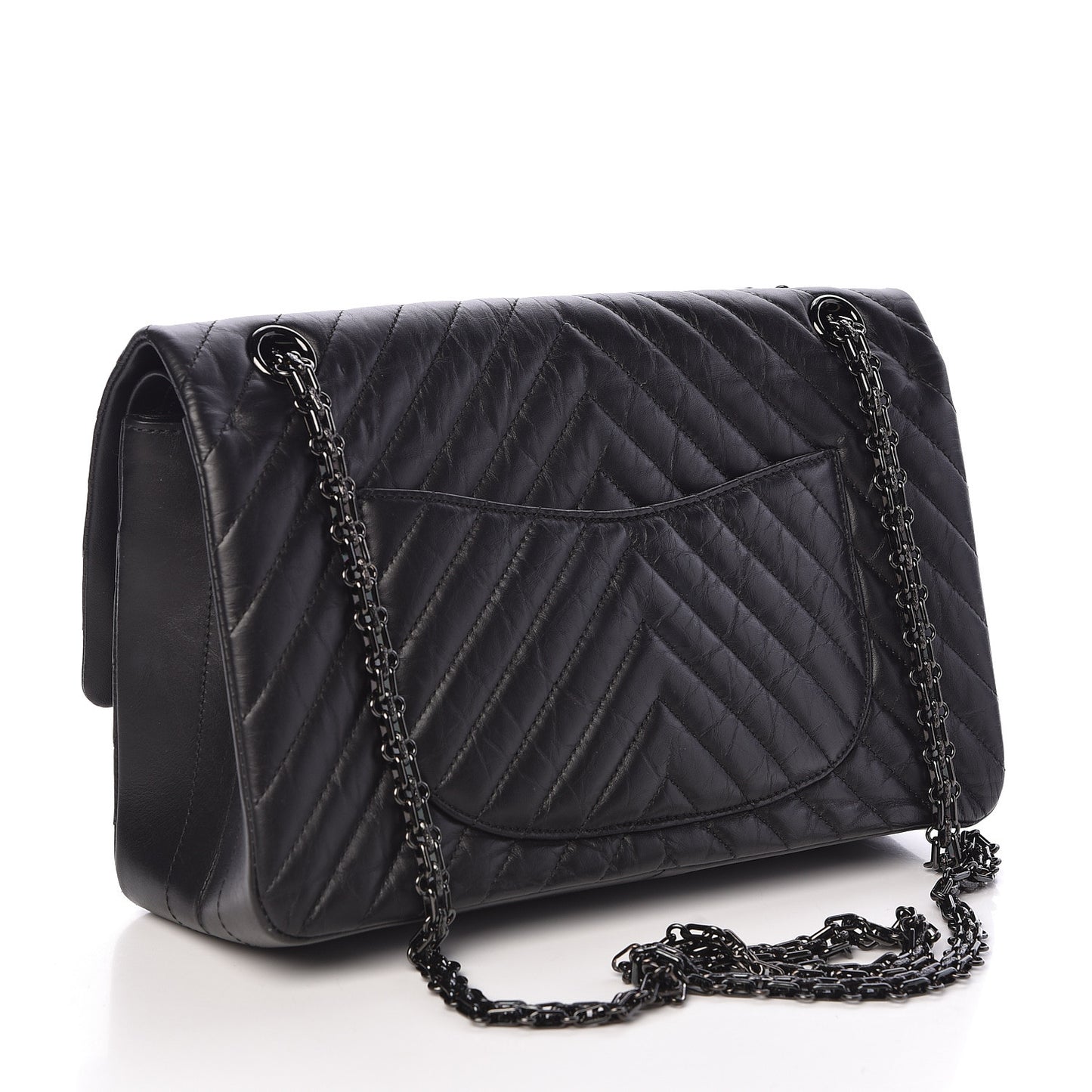 Aged Calfskin Chevron Quilted 2.55 Reissue 226 So Black