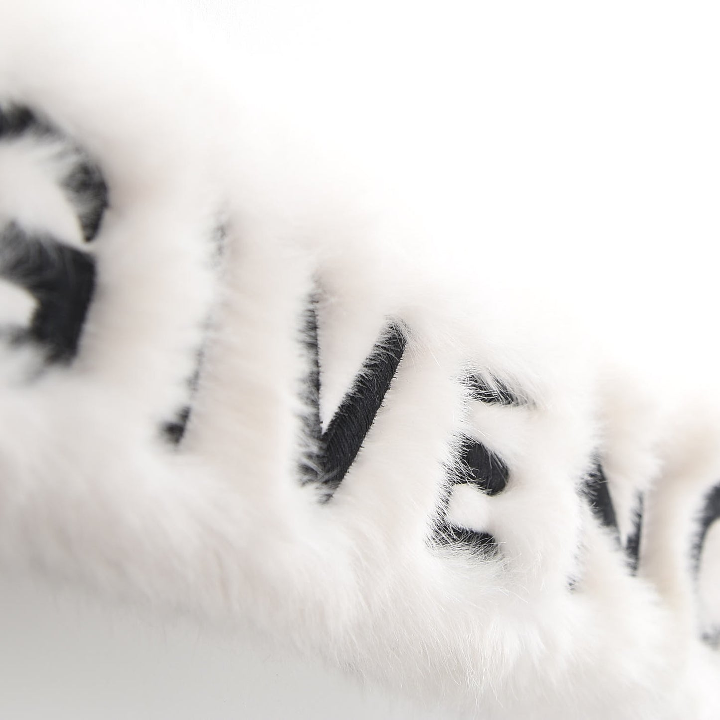 Faux Fur Logo Bag Strap White