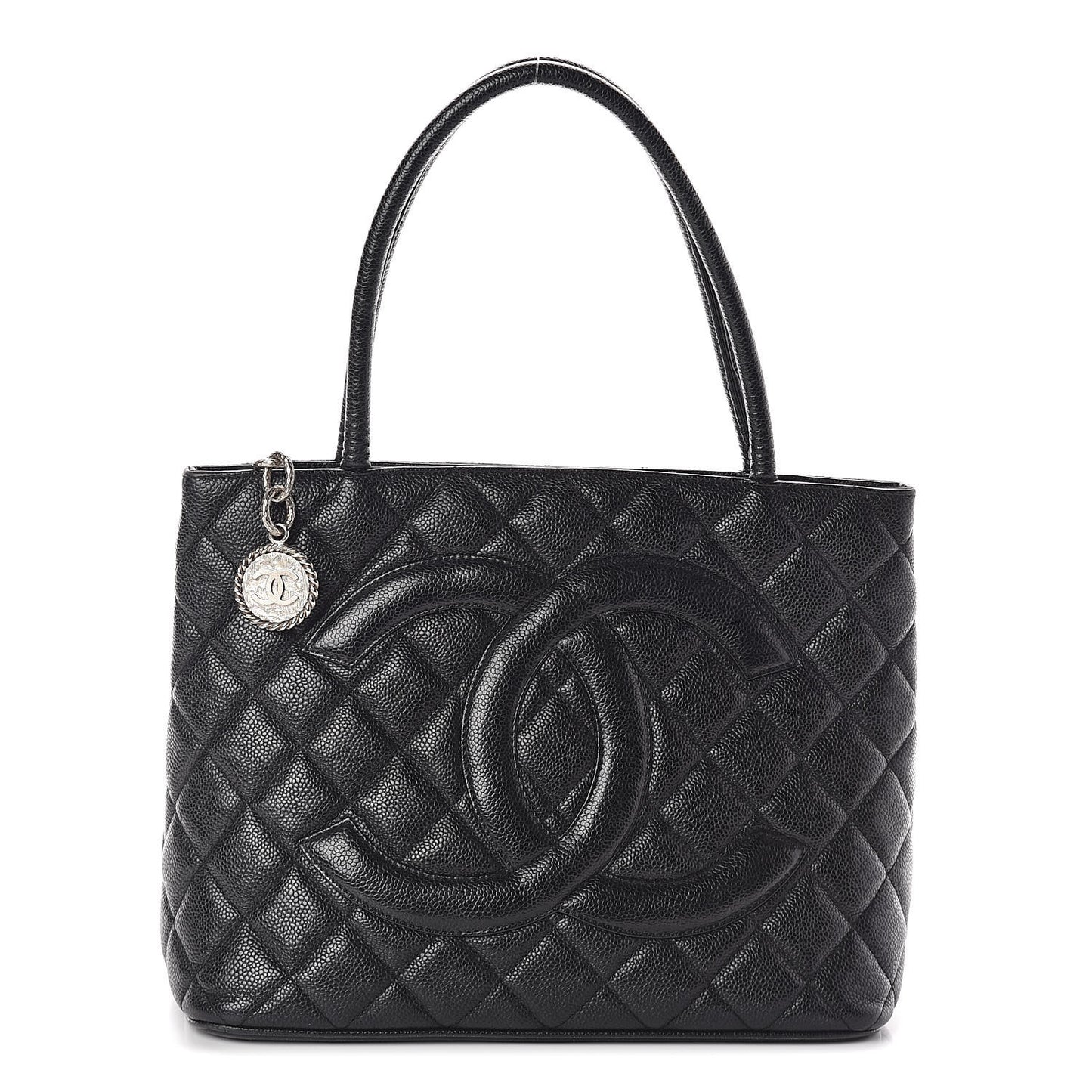 Caviar Quilted Medallion Tote Black