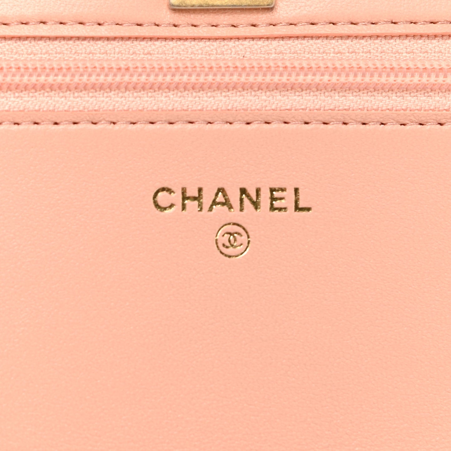 Lambskin Quilted Pearl Crush Wallet on Chain WOC Light Orange