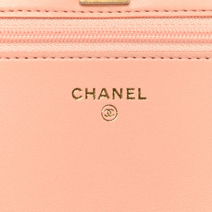 Chanel Lambskin Quilted Pearl Crush Wallet on Chain WOC Light Orange 5 of 9