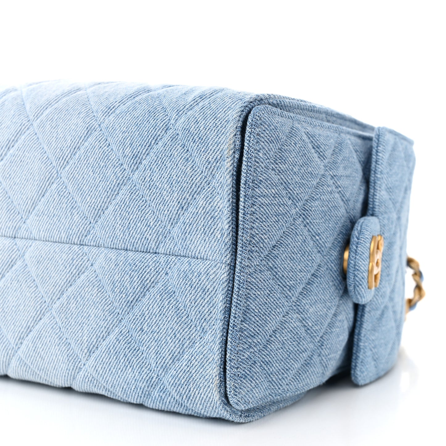 Washed Denim Quilted Small Chanel 25 Handbag Blue