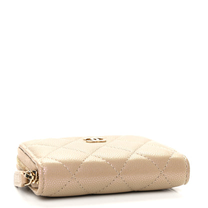 Chanel Iridescent Caviar Quilted Zip Around Coin Purse Beige 4 of 9