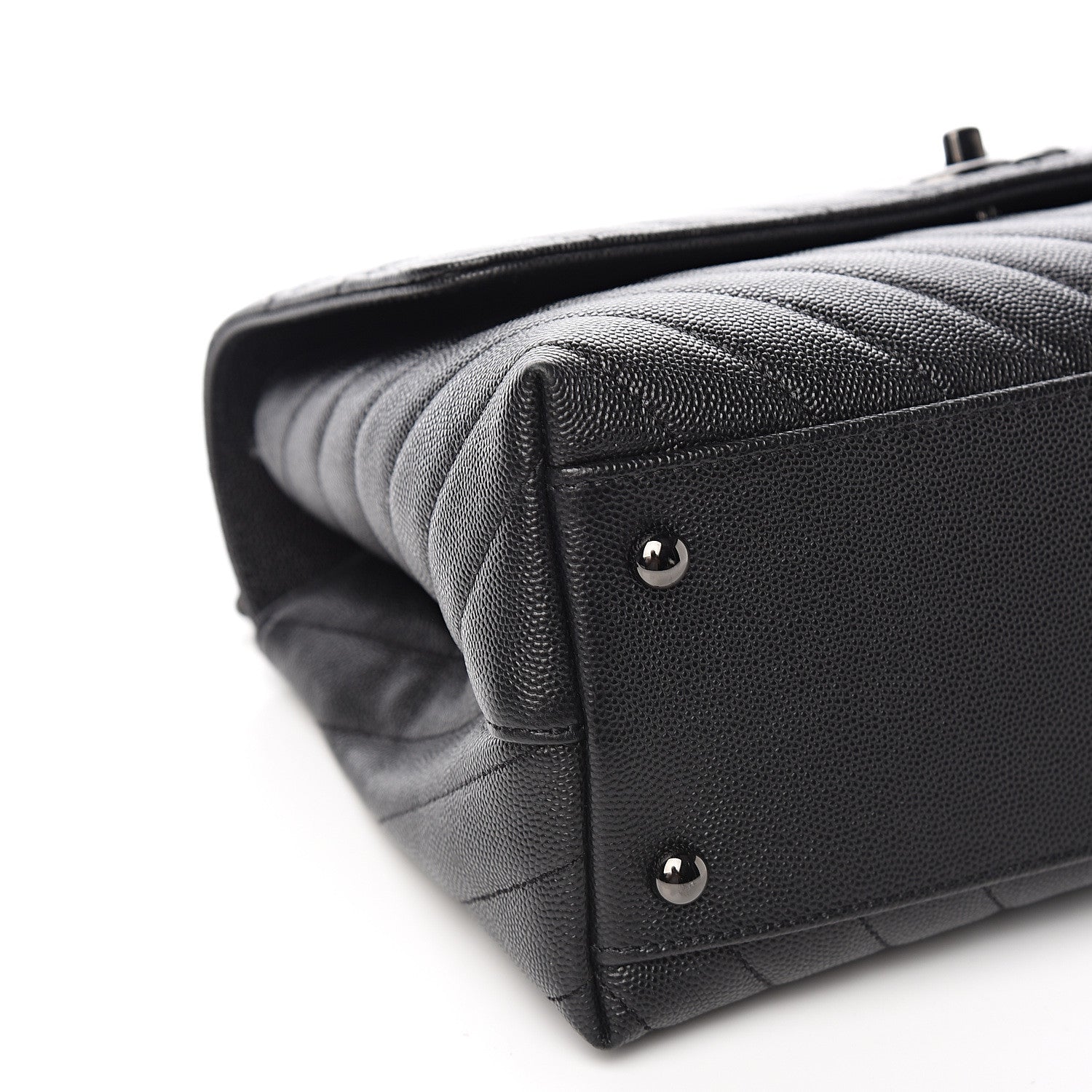 Chanel Caviar Chevron Quilted Small Coco Handle Flap So Black 7 of 9
