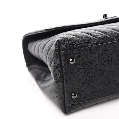 Chanel Caviar Chevron Quilted Small Coco Handle Flap So Black 7 of 9