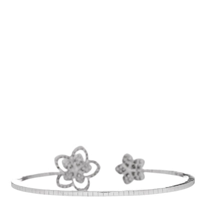 Graff 18K White Gold Diamond Wild Flower Open Bangle Bracelet 2 of 5