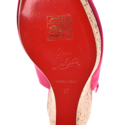 Christian Louboutin Suede Cork Une Plume Sling 140 Wedges 37 Cyclamen 8 of 12