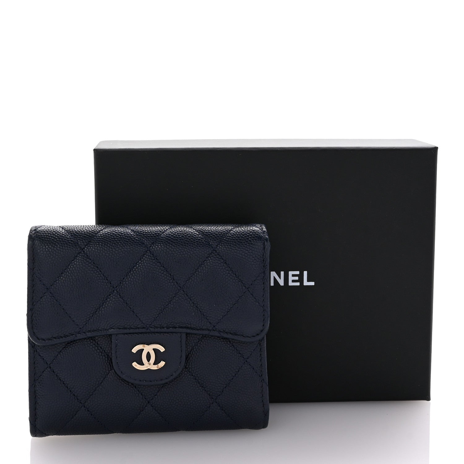 Chanel Caviar Quilted Compact Flap Wallet Navy 9 of 9