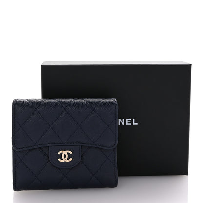 Chanel Caviar Quilted Compact Flap Wallet Navy 9 of 9