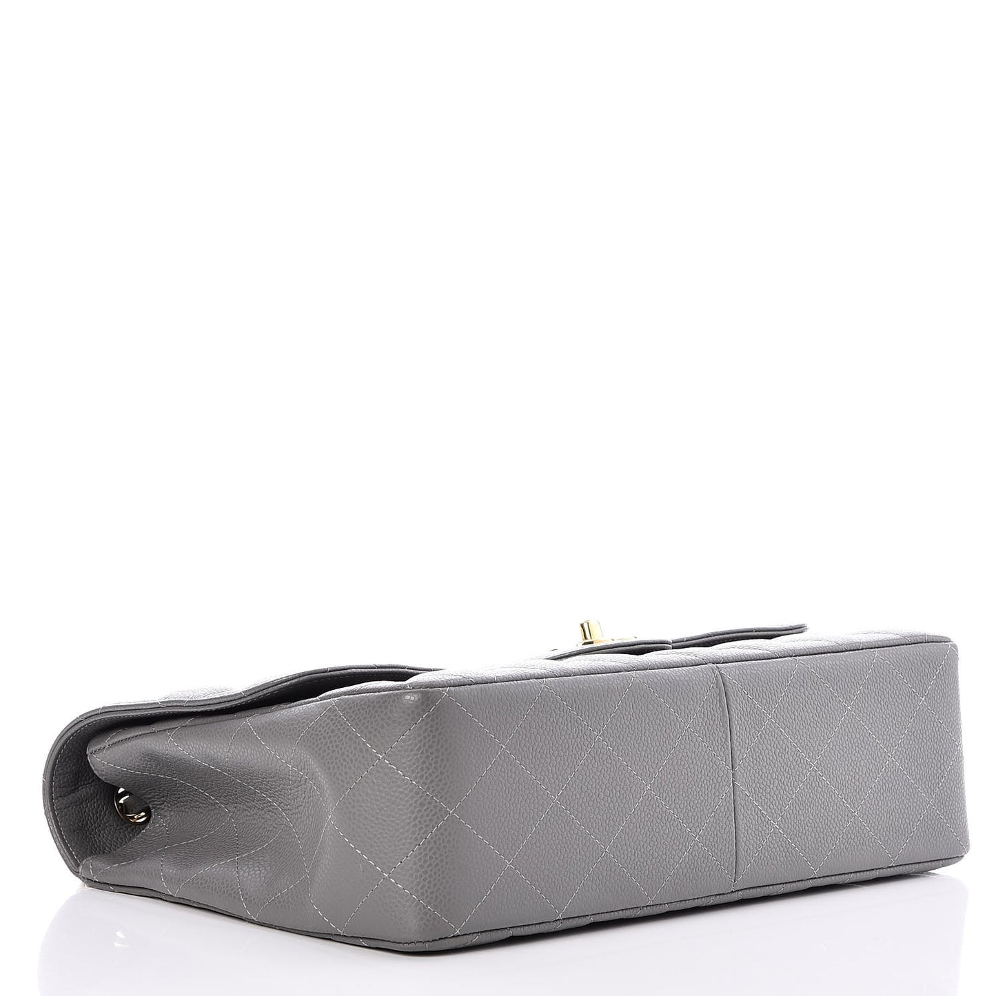 Caviar Quilted Jumbo Single Flap Grey