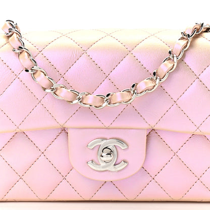 Chanel Iridescent Calfskin Quilted Mini Rectangular Flap Pink 8 of 12
