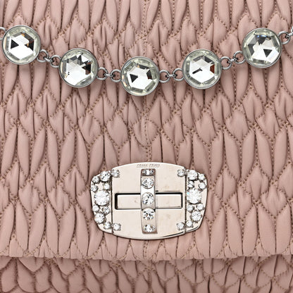 Miu Miu Nappa Matelasse Crystal Flap Clutch Cammeo 9 of 11