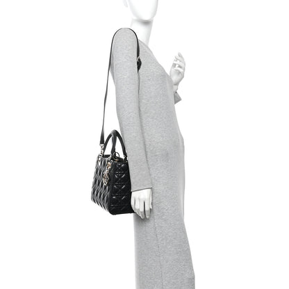 Christian Dior Lambskin Cannage Medium Lady Dior Black 2 of 11