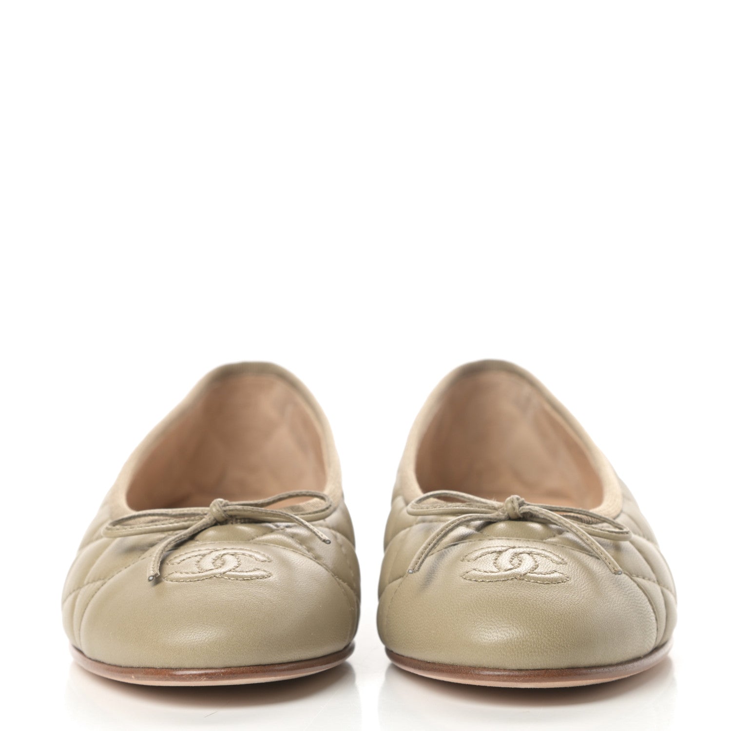 Chanel Lambskin Quilted Cap Toe Ballerina Flats 36.5 Beige Fonce 2 of 12