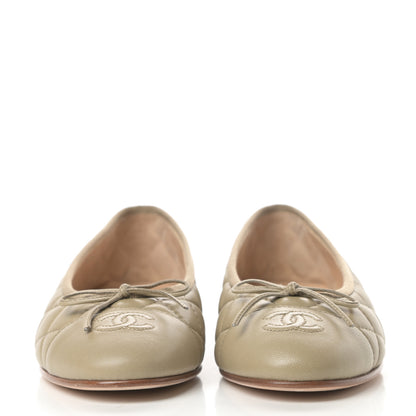 Chanel Lambskin Quilted Cap Toe Ballerina Flats 36.5 Beige Fonce 2 of 12