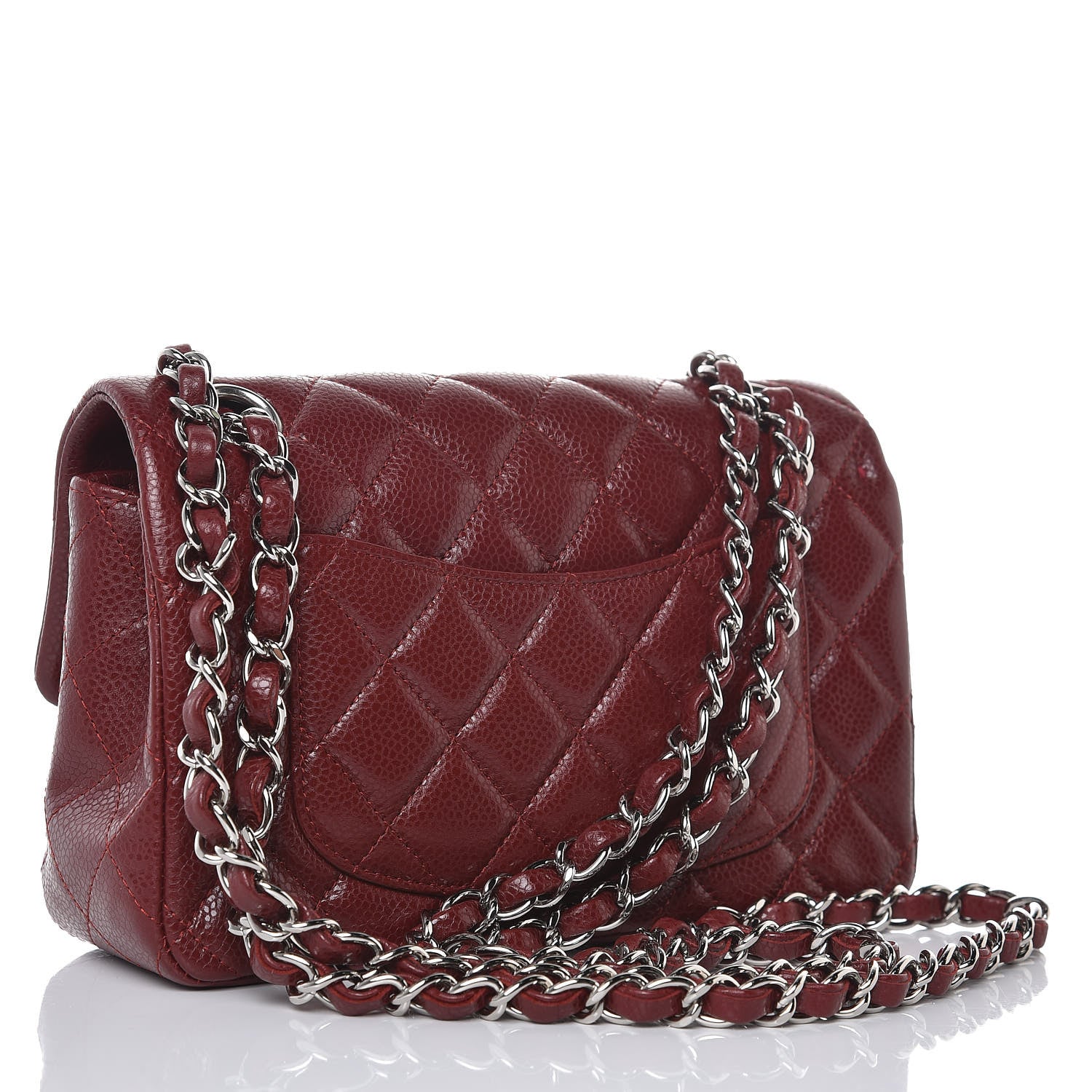 Chanel Caviar Quilted Mini Rectangular Flap Dark Red 3 of 8