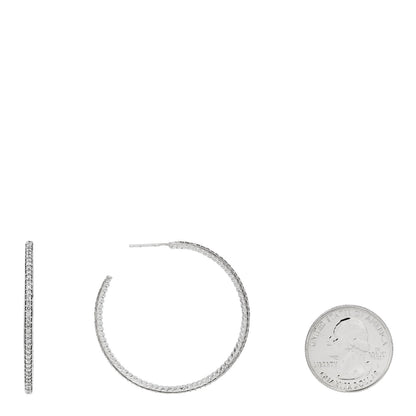 David Yurman Sterling Silver Diamond 42mm Cable Hoop Earrings 2 of 4
