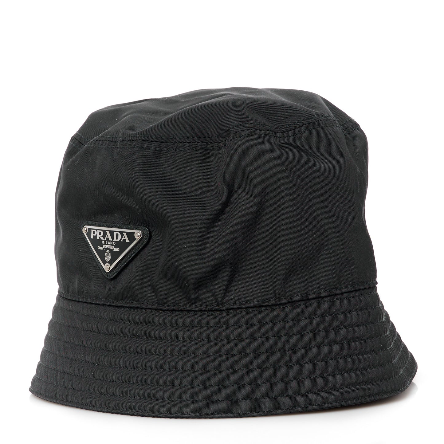 Re-Nylon Metal Triangle Logo Womens Bucket Hat M Black