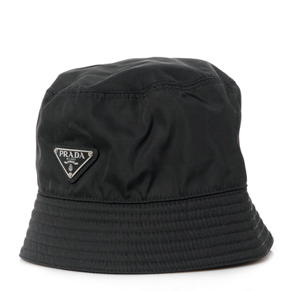 Prada Re-Nylon Metal Triangle Logo Womens Bucket Hat M Black 1 of 9
