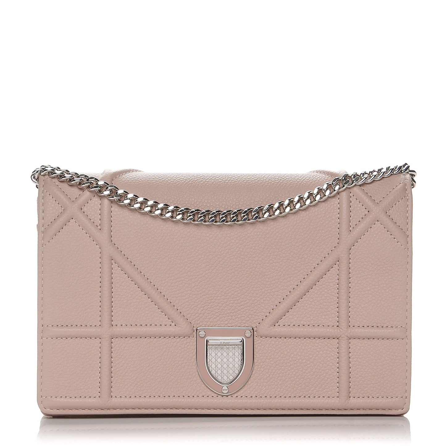 Grained Calfskin Diorama Wallet on Chain Pouch Rose Poudre