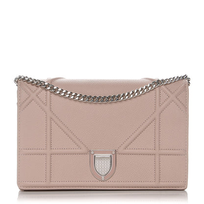 Christian Dior Grained Calfskin Diorama Wallet on Chain Pouch Rose Poudre 1 of 8